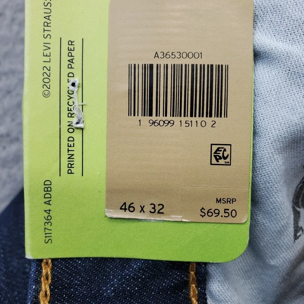 Levi's 511 Jeans Mens 46x32 Blue Denim Performance Stretch Straight Leg Slim Fit
